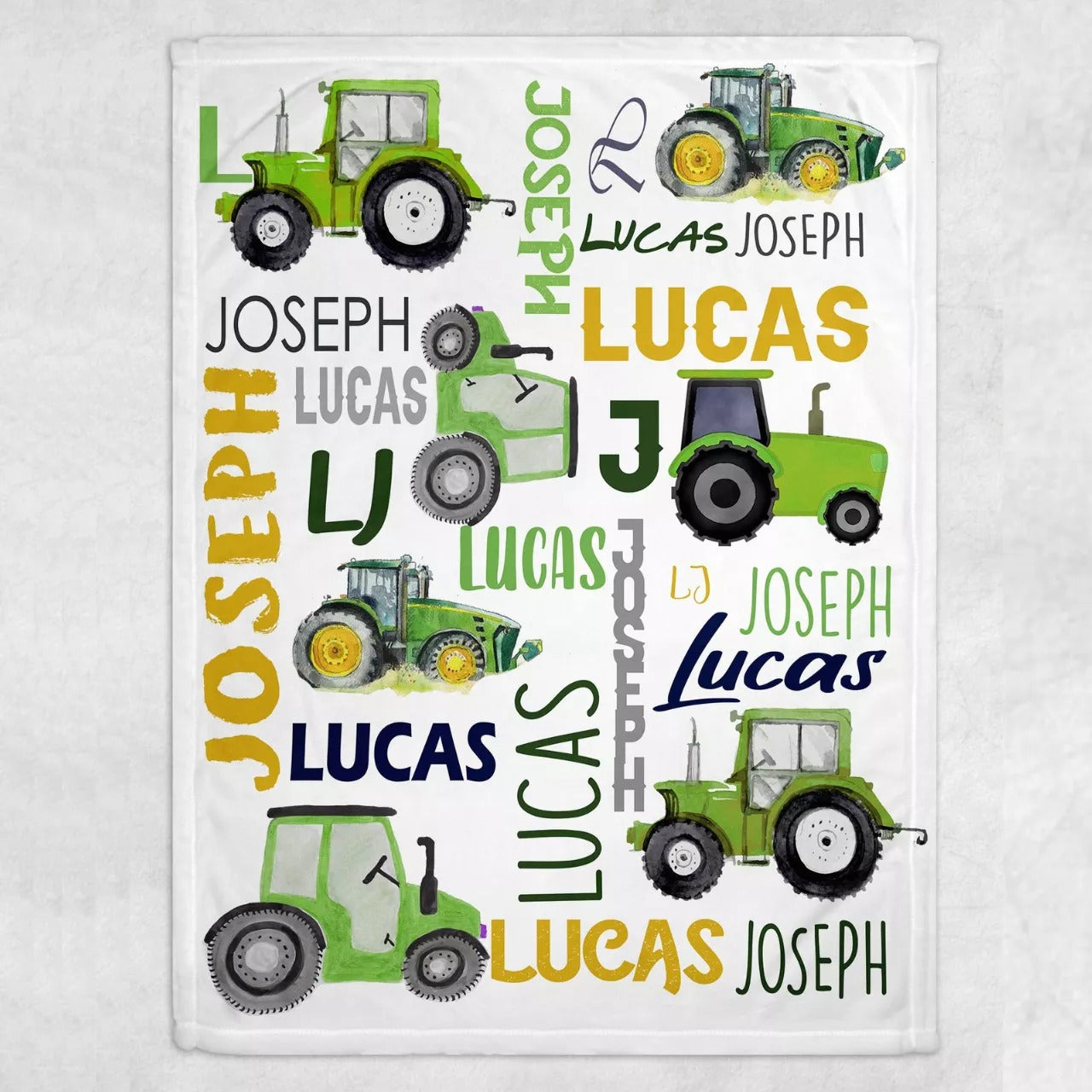 Personalized Tractor Baby Blanket/ Cute Tractor Soft Fleece Sherpa Blanket/ New Born Gift Throw Blanket/ Tractor Gift