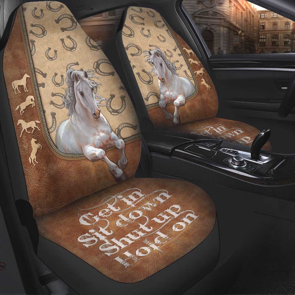 Cute Front Carseat Protector With Horse/ Get In Sit Down/ Horse Seat Covers With Leather Pattern