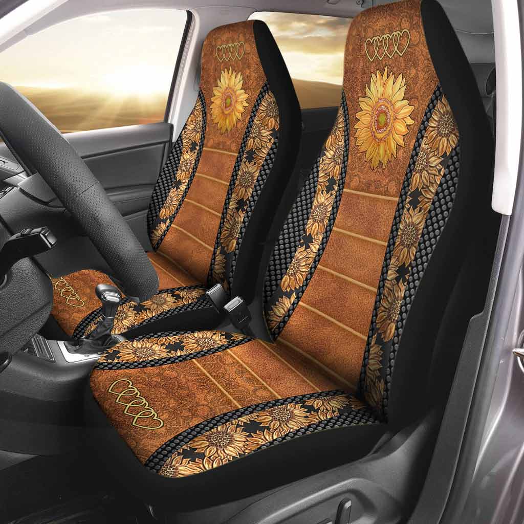 Sunflower Leather Pattern All Over Print Car Seat Covers