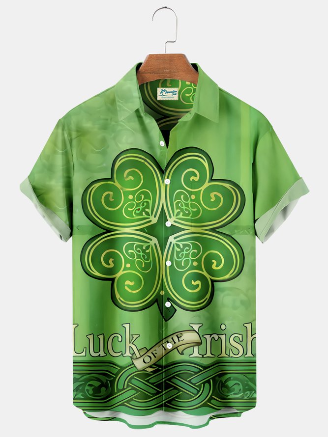 St. Patrick''s Day Short Sleeve Casual Shirt/ Shamrock Shirt/ Irish hawaiian Shirt