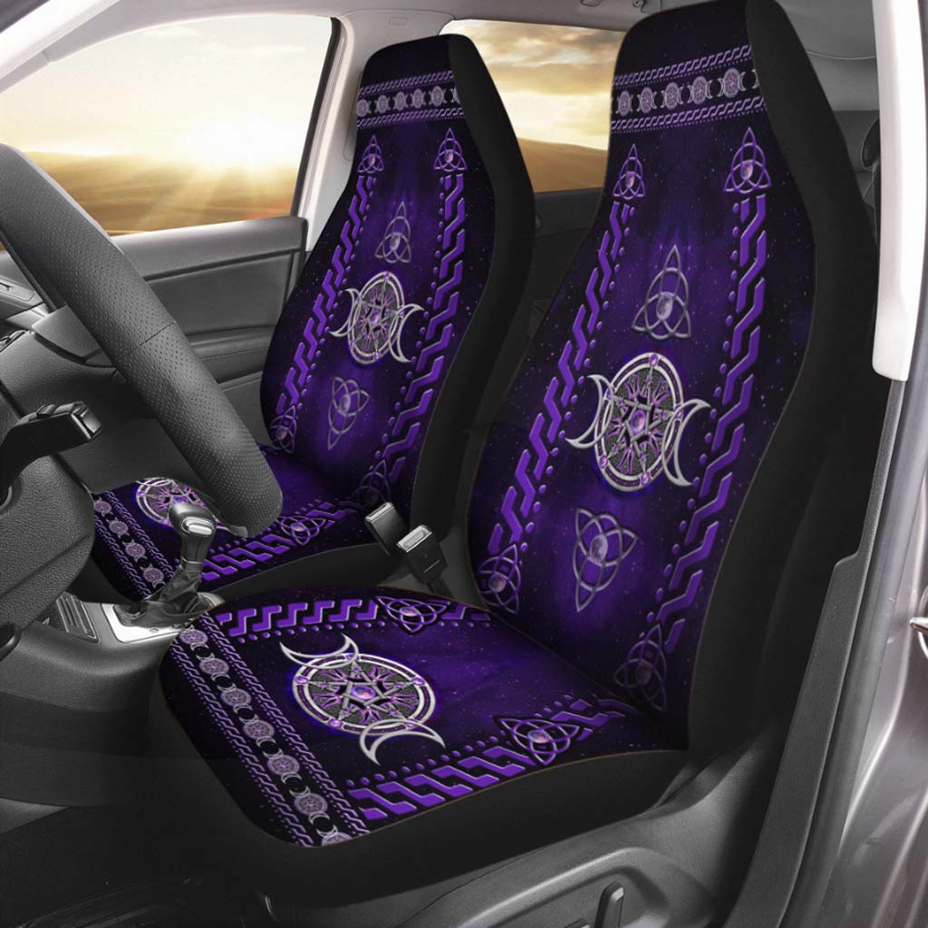 3D All Printed On Car Seat Covers Salty Lil'' Witch Purple Triple Moon Seat Covers For Car