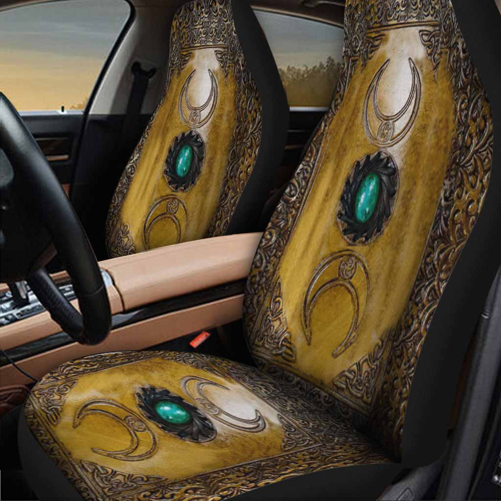 Triple Moon Third Eye Witch Leather Pattern Print On Front Car Seat Covers