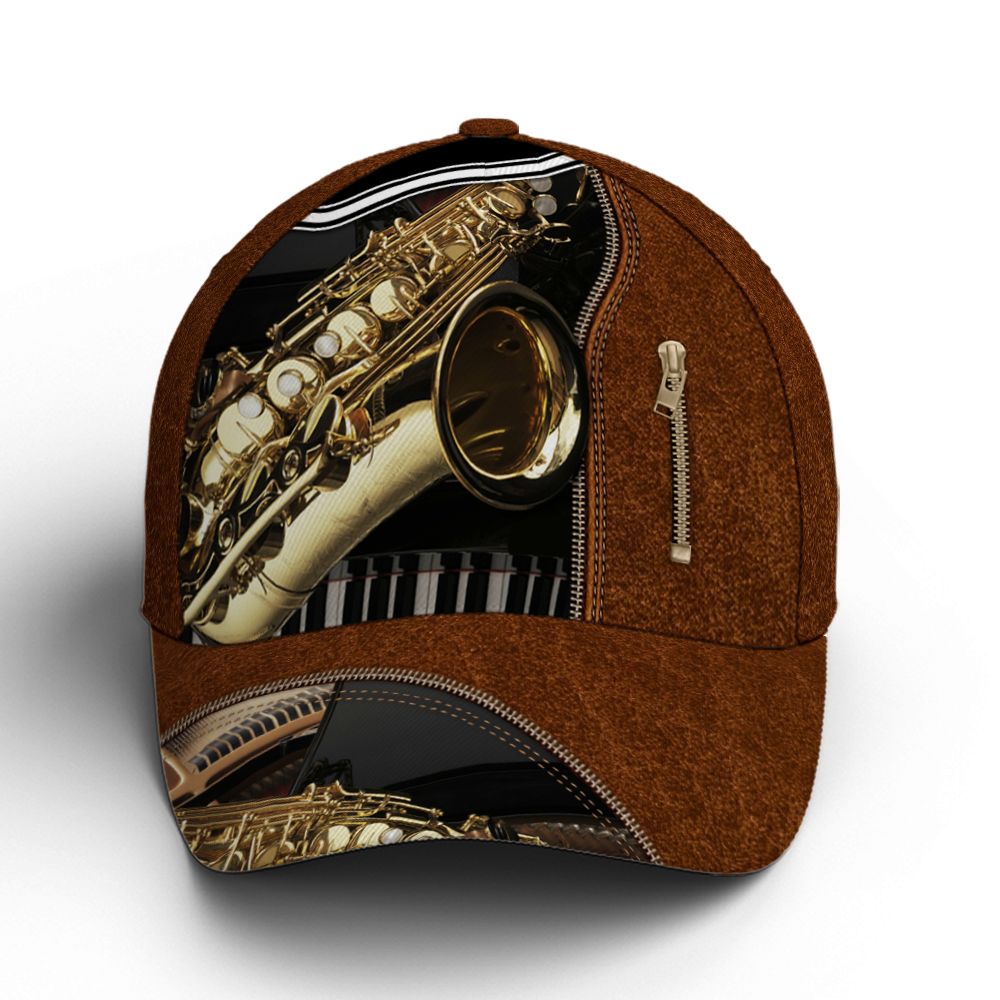 Saxophone Classic Leather Baseball Cap Coolspod