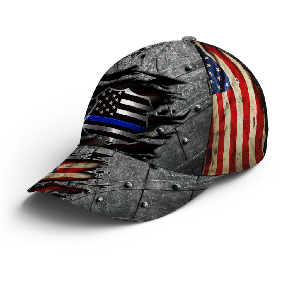 Police Metallic US Flag Baseball Cap Coolspod