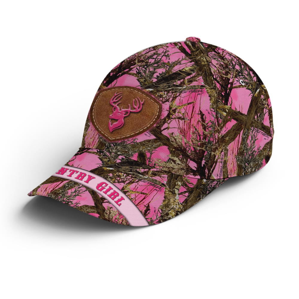 Deer Pattern Baseball Cap For Country Girl Pink Camouflaged Coolspod