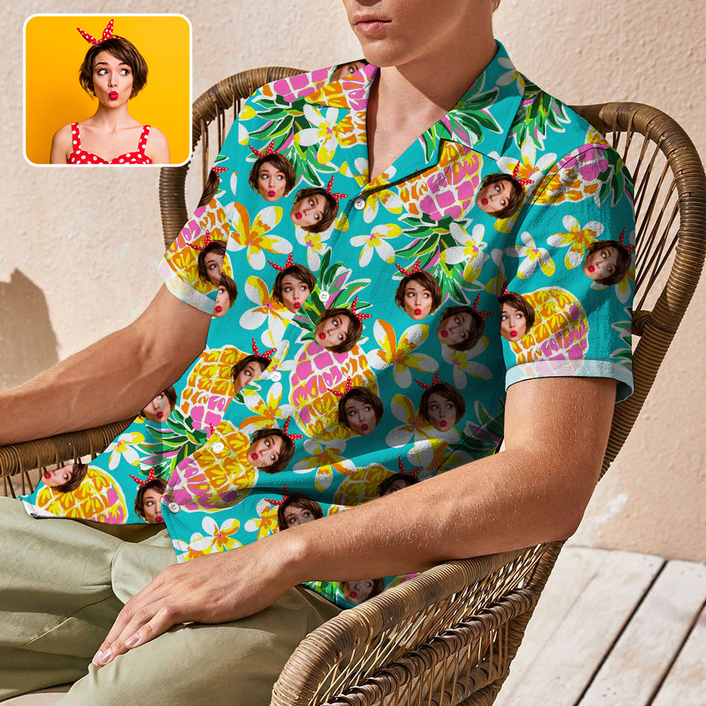 Custom Face Camp Collar Hawaiian Shirt Personalized Men Hawaiian Shirt Photo Tropical Aloha Shirt