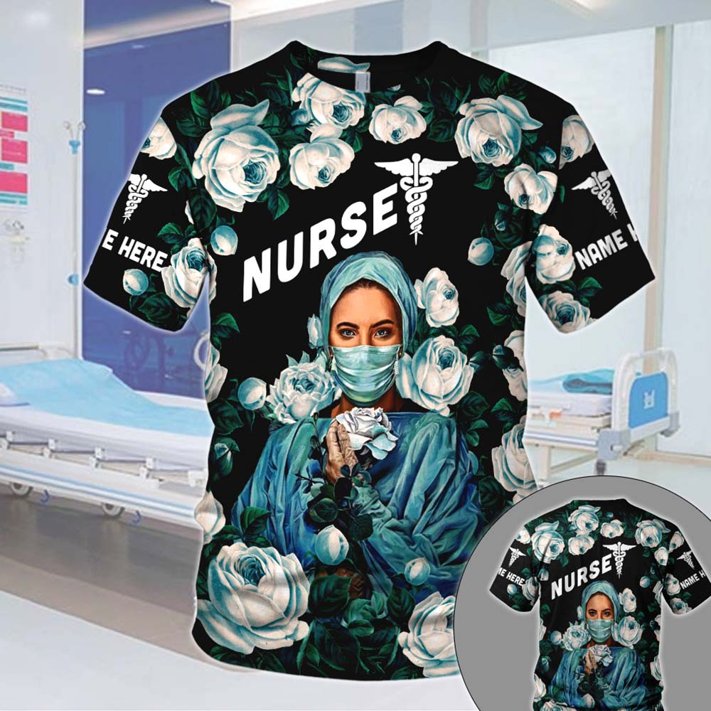 Nurse White Floral Custom Name & Type Of Nurse 3D All Over Print Shirts For Nurse