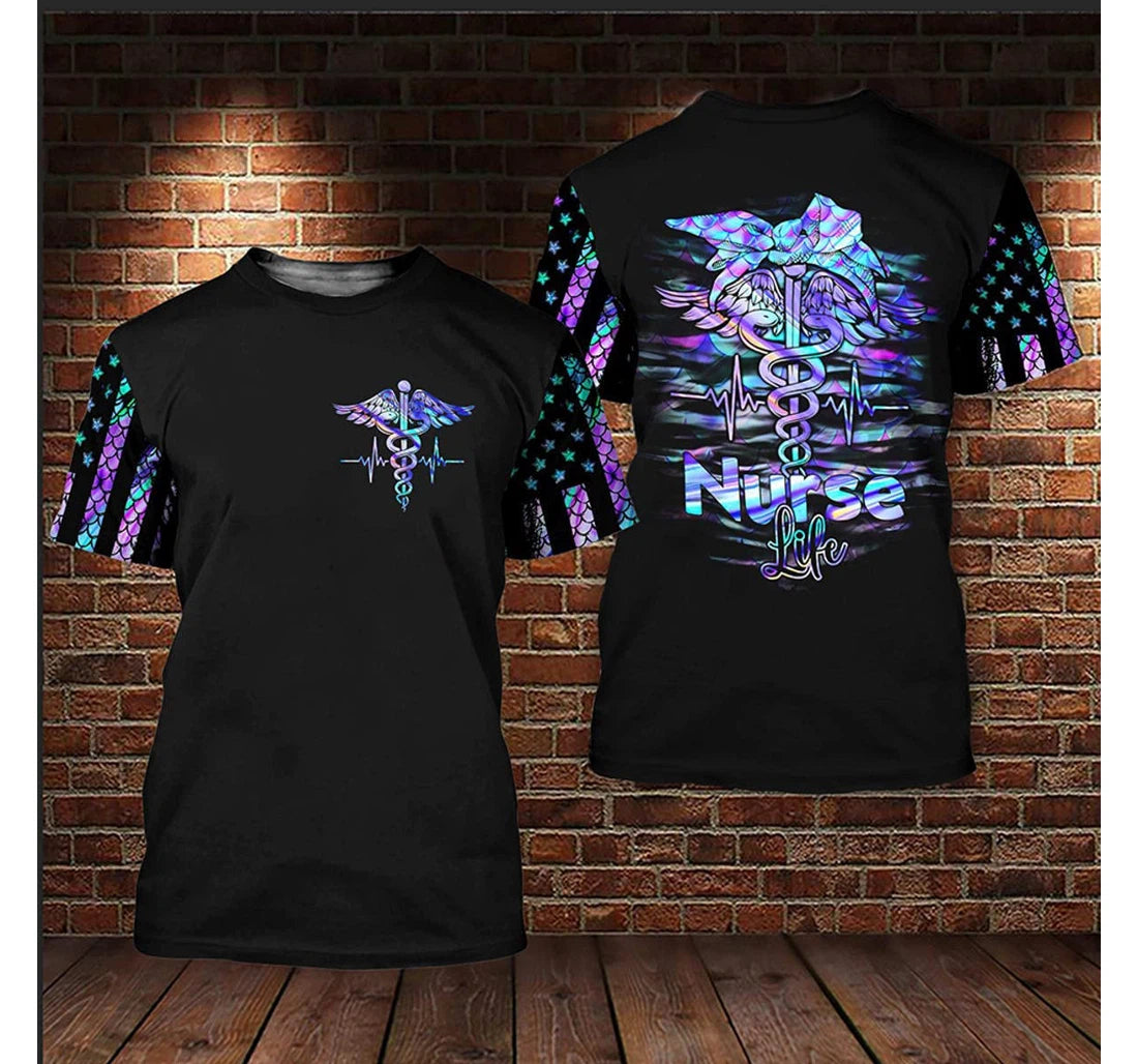 Caduceus Nurse Life Hologram Style 3D Printed/ Flag Pattern Nurse Shirt/ Best Gift for Nurse