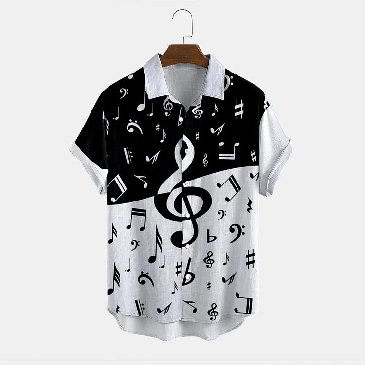 Black And White Music lover Printed hawaiian Shirt for men and women