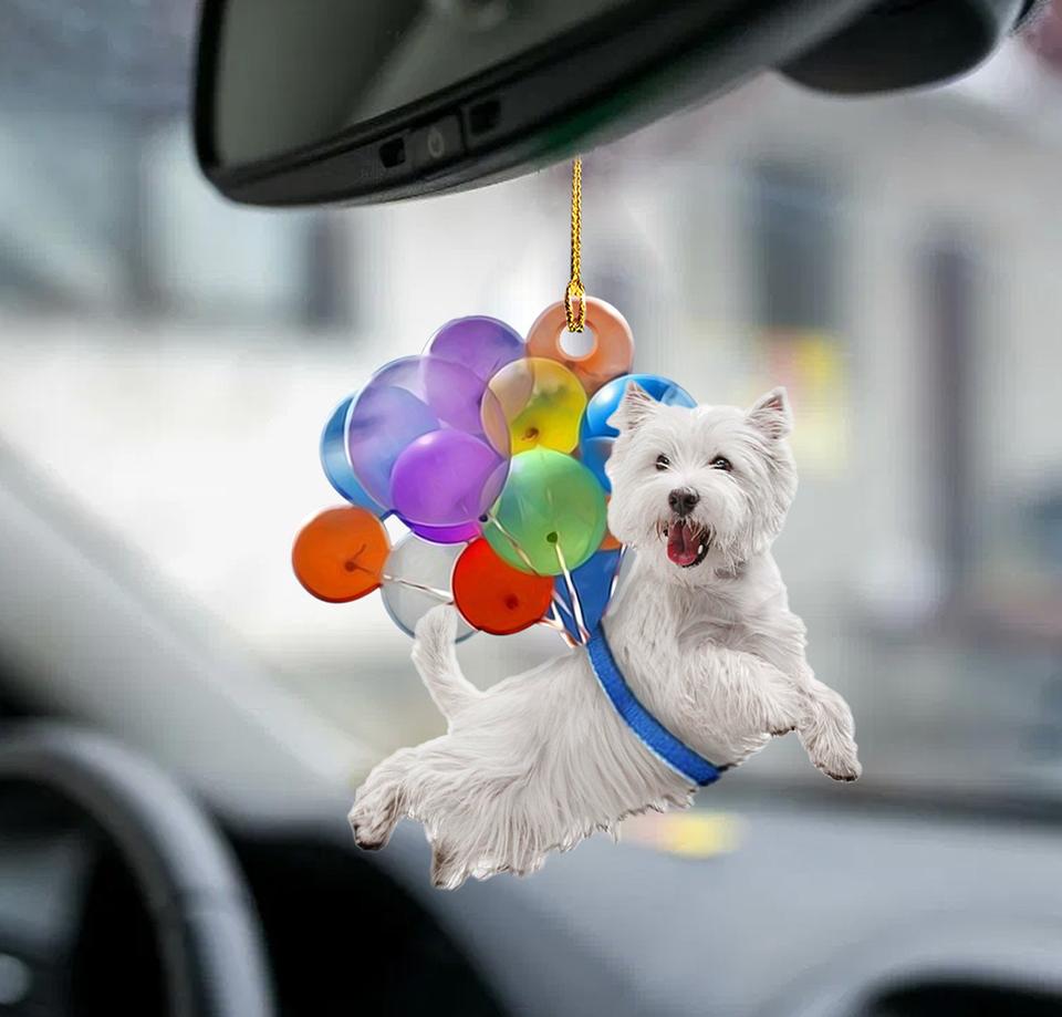 West Highland White Terrier Dog Fly With Bubbles Car Hanging Ornament Dog Ornament Coolspod