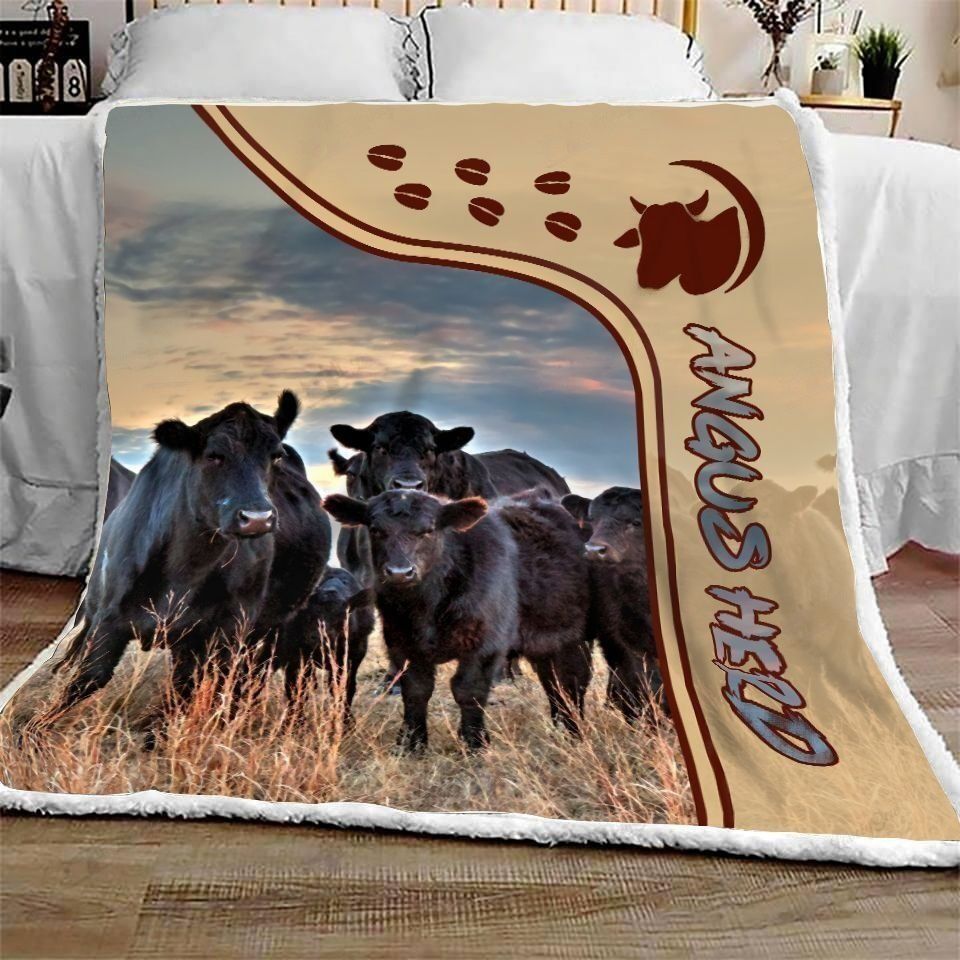 Black Angus On Farm All Printed 3D Blanket Cow Blanket Farm House Blanket
