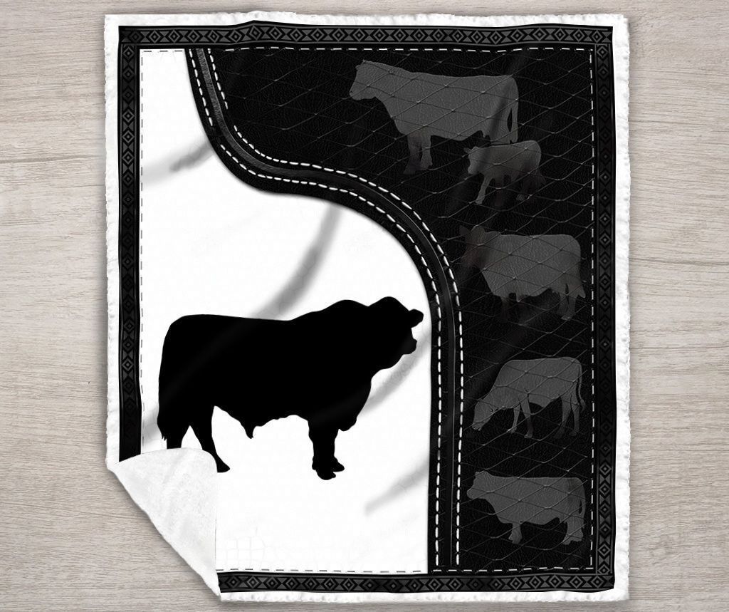 Black Angus Black-White All Printed 3D Blanket Cow Blanket Farm House Blanket
