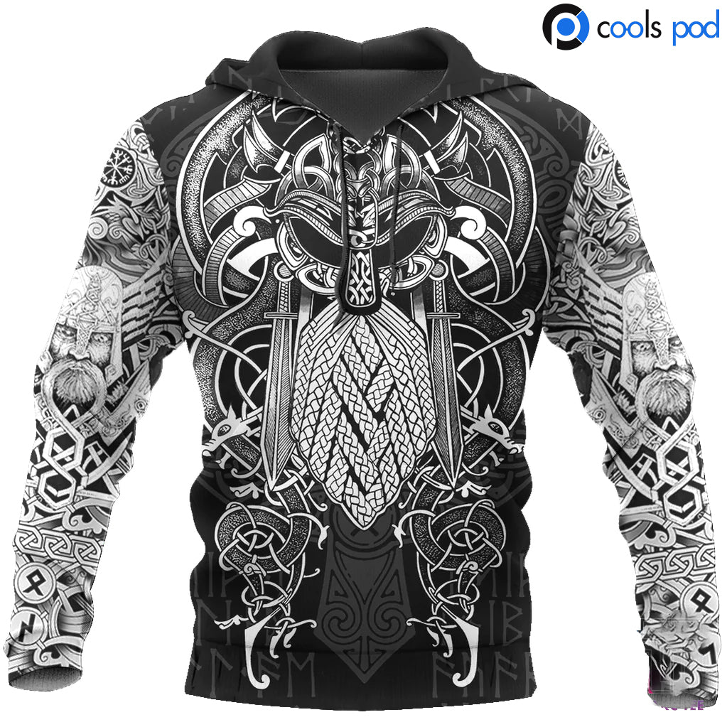 Vikings Hoodie Odin Tattoo Style On Hoodie For Men And Women/ Viking Lover Gifts