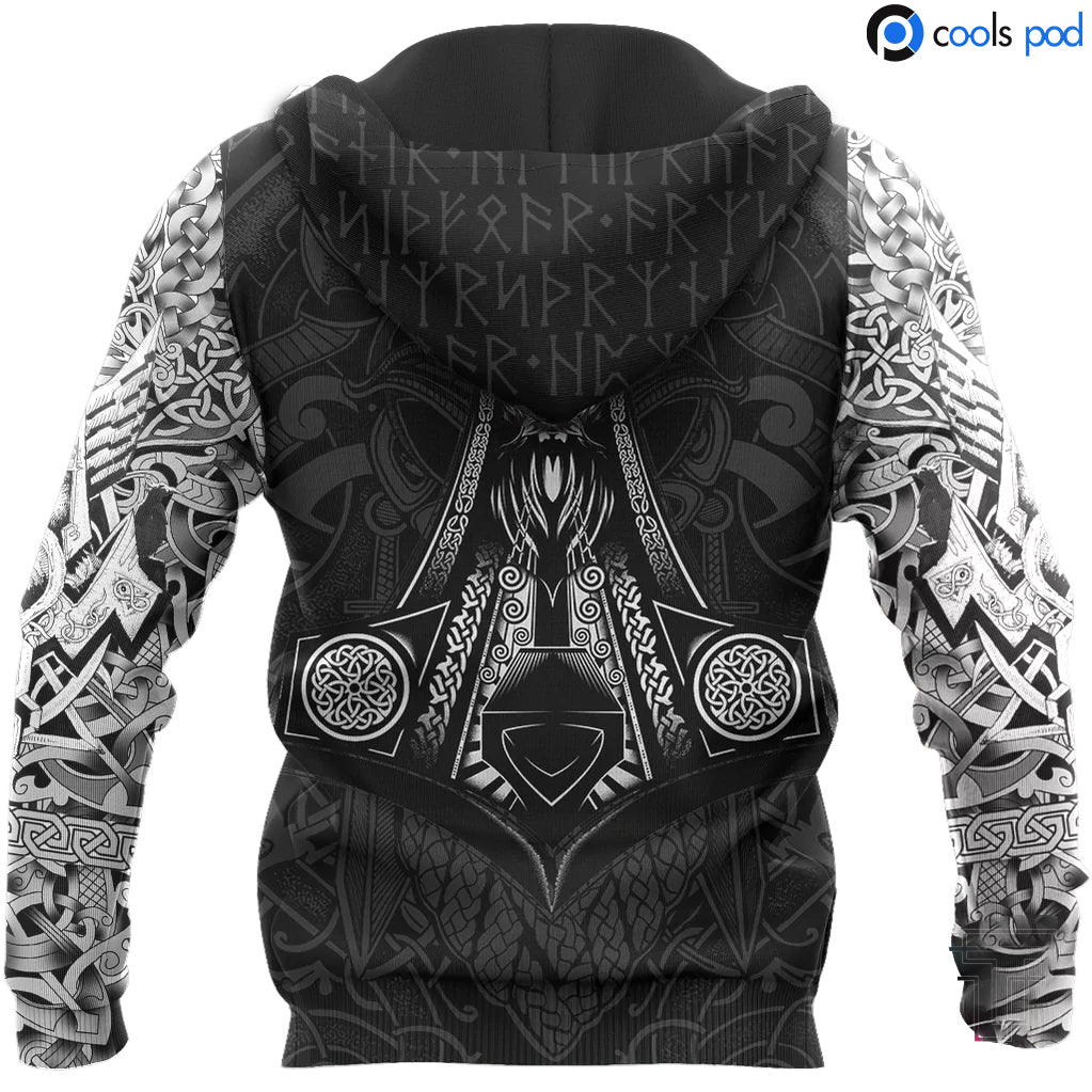 Vikings Hoodie Odin Tattoo Style On Hoodie For Men And Women/ Viking Lover Gifts