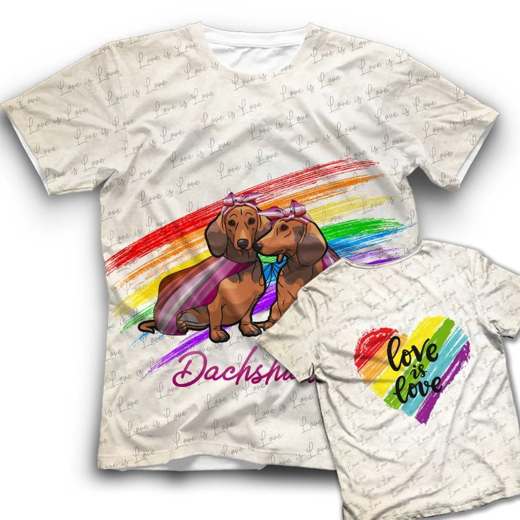 Pride Shirt For LGBT/ Dachshund Love Is Love LGBT Lesbian Shirt/ Rainbow Striped Shirt
