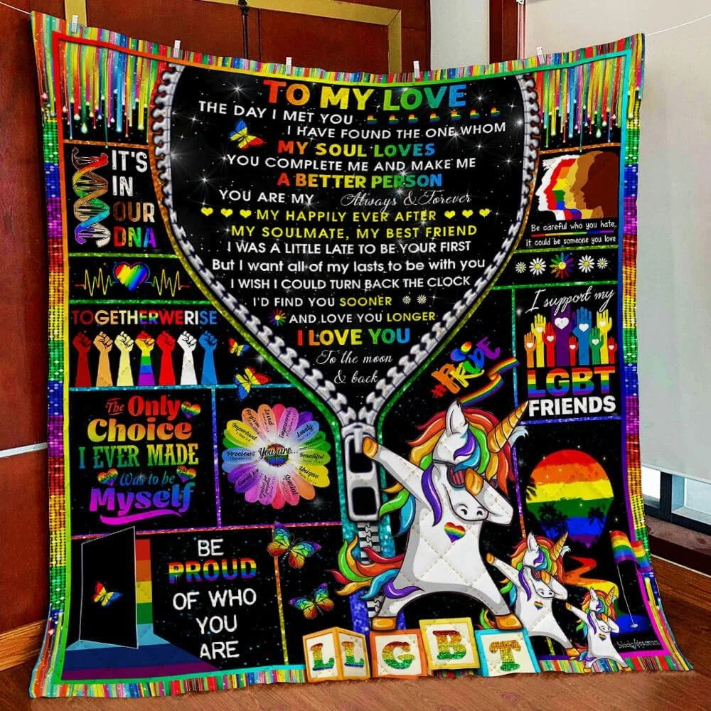 Lgbt To My Love Quilt Blanket Small And Large Size For Couple Gay/ Lesbian Couple Blanket/ Pride Quilt