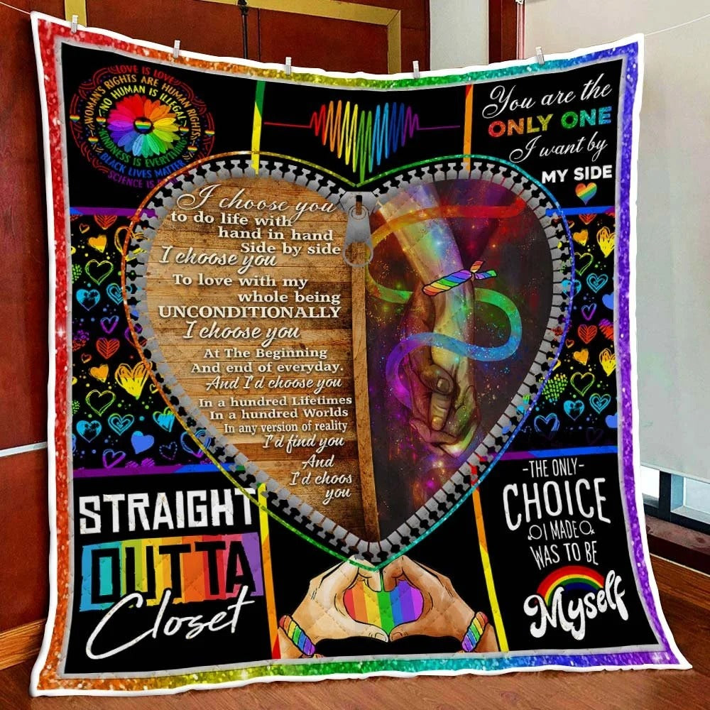 Pride Blanket/ I Choose You To Do Life. Gay Lesbian Pride Lgbt Quilt Blanket/ Pride Month Gifts