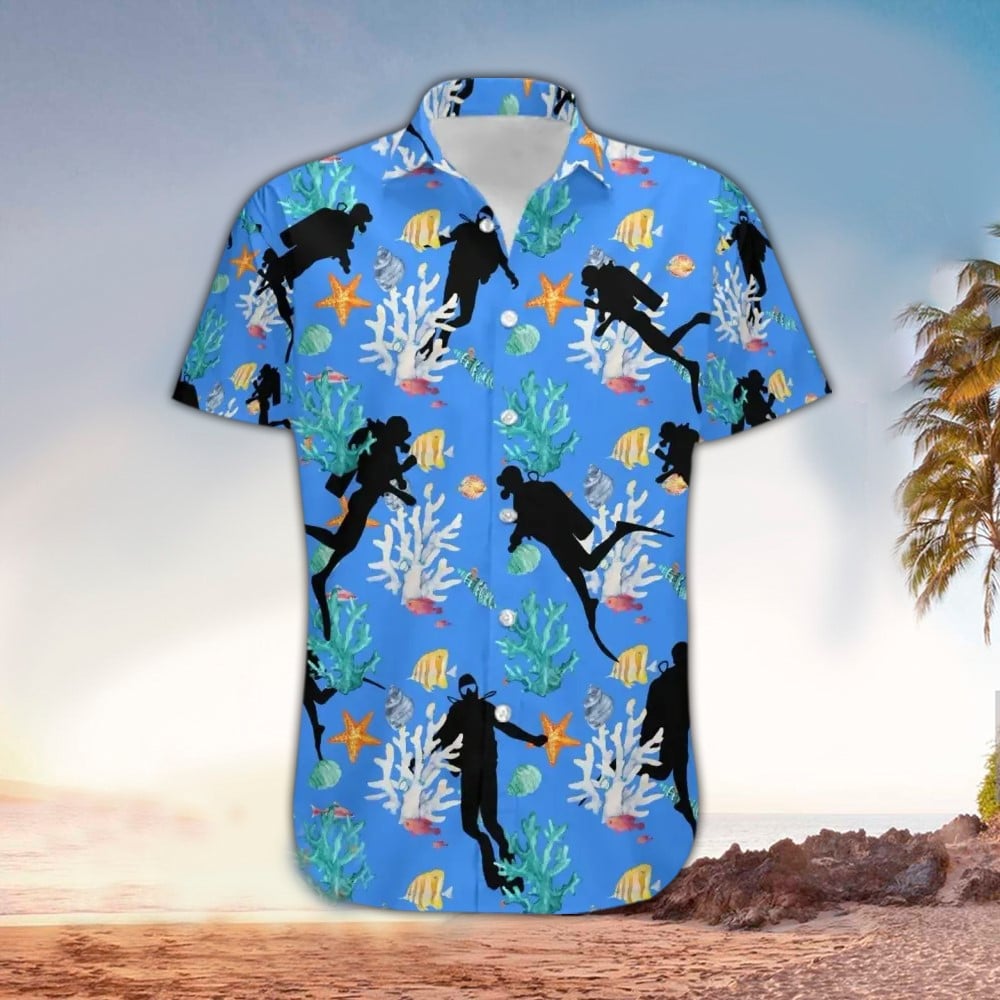 Scuba helmet Hawaiian Shirt for men and women/ Scuba Shirt For Scuba Lover/ Perfect Gift Ideas For Scuba Lover