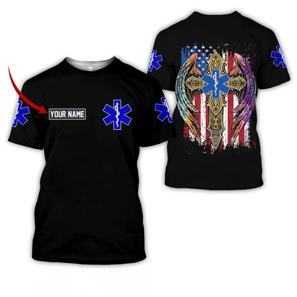 3D All Over Print Cross Wing American Flag Nurse Shirt/ Perfect Nurse Apparel/ Nurse T-Shirt Cool Gift Idea