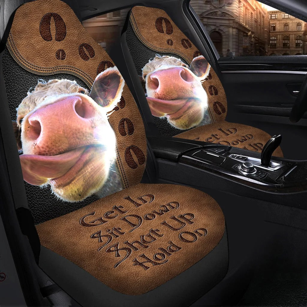 Cow Funny Car Seat Covers Universal Fit Set 2