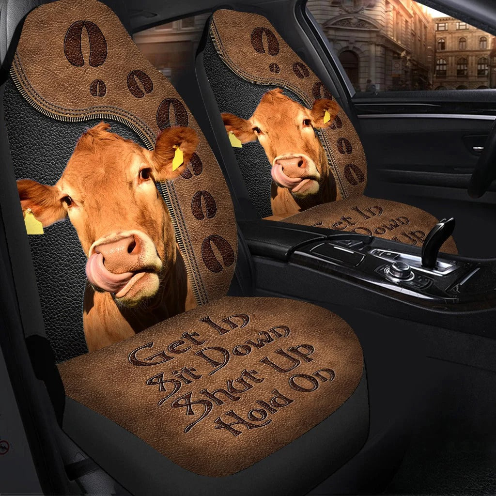 Funny Cow Car Seat Cover Farm Front Auto Seat Covers