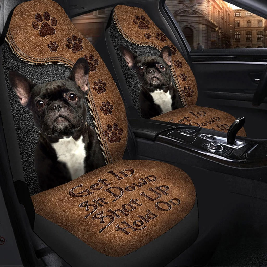 French Bulldog Car Seat Cover Leather Pattern