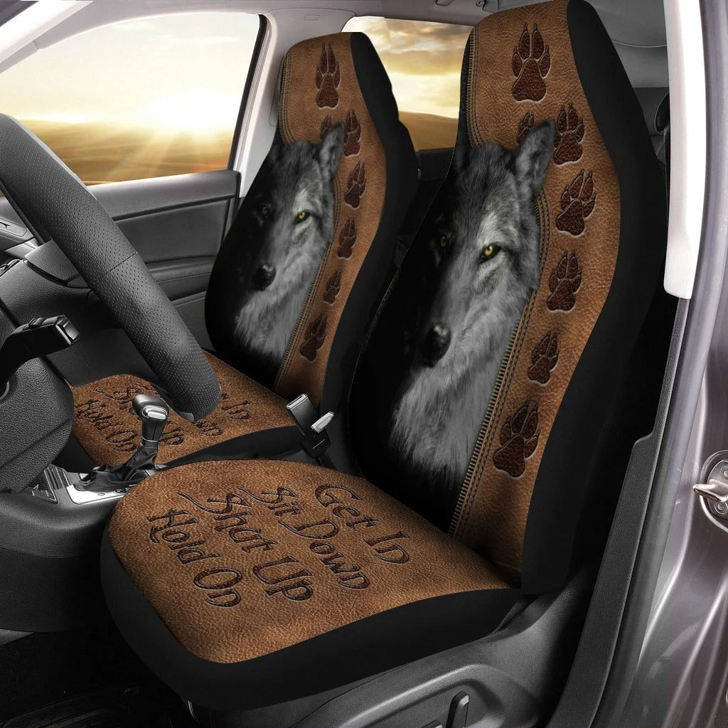 Wolf Hold on Funny Car Seat Covers Universal Fit Wolf Front Auto Seat Cover