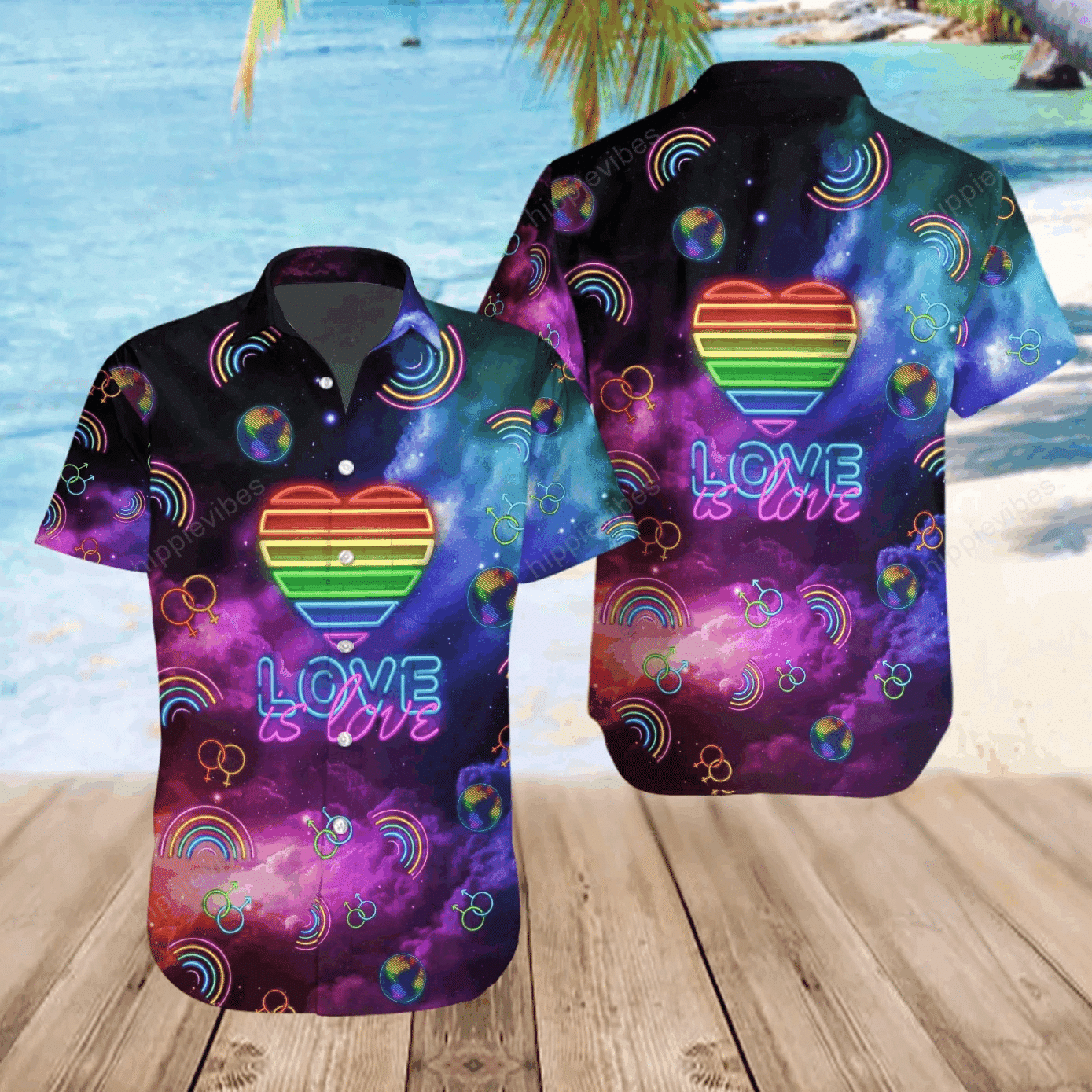 Lgbt Galaxy Love Is Love Neon Style Hawaiian Shirt