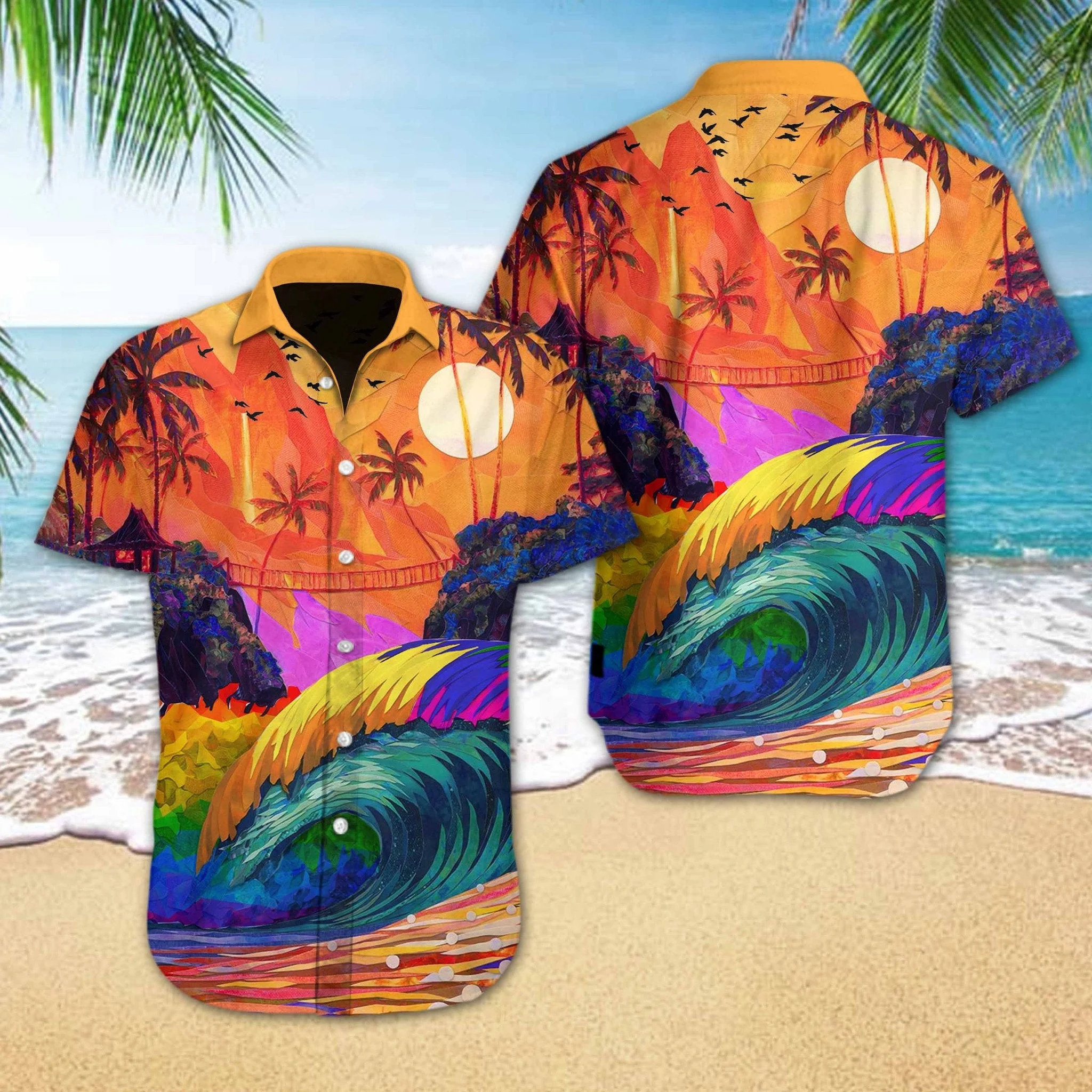 The Beauty Of Nature Lgbt Sunset Design Hawaiian Shirt