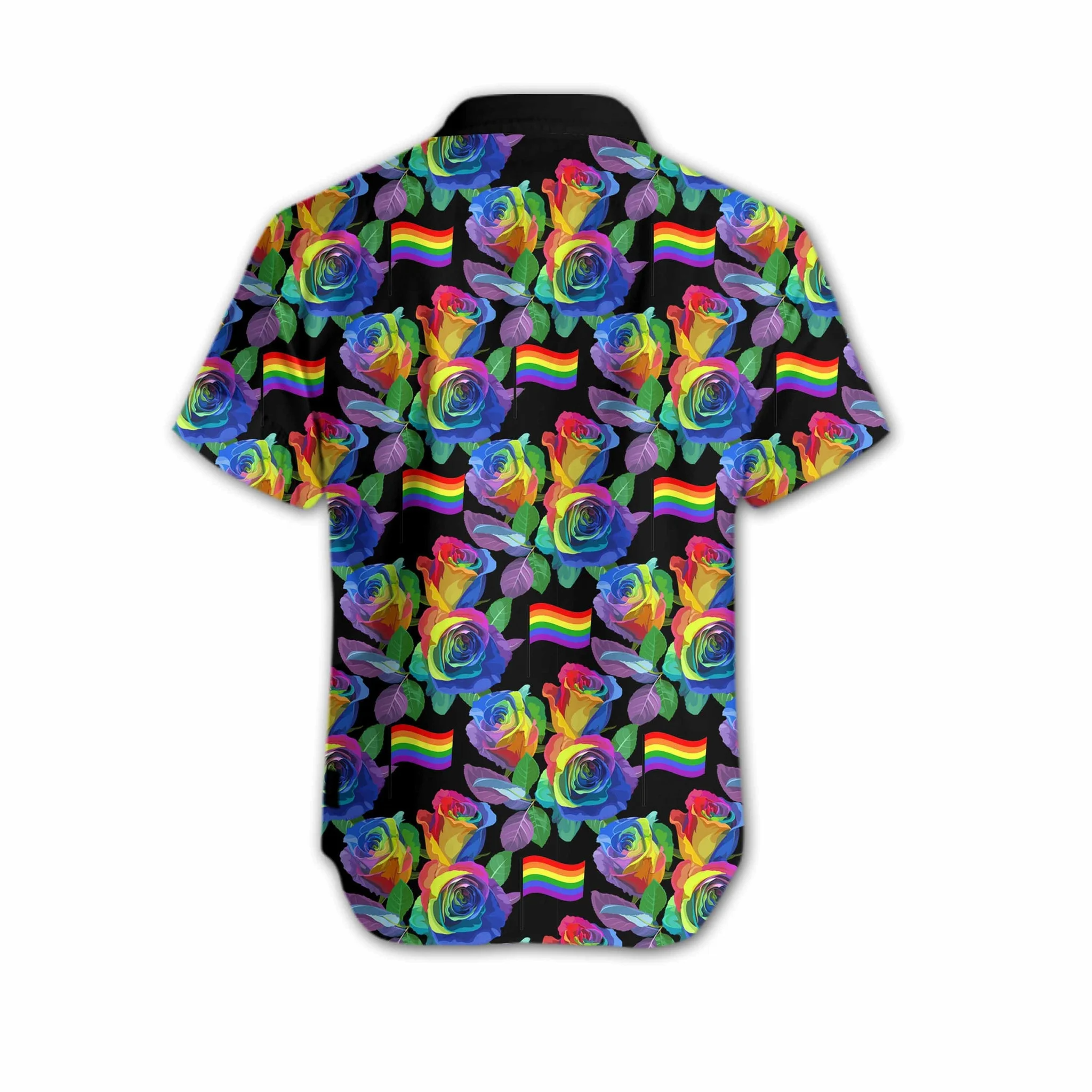 Ally Pride Shirt/ Colorful Flag Of Lgbt Rose Design Hawaiian Shirt