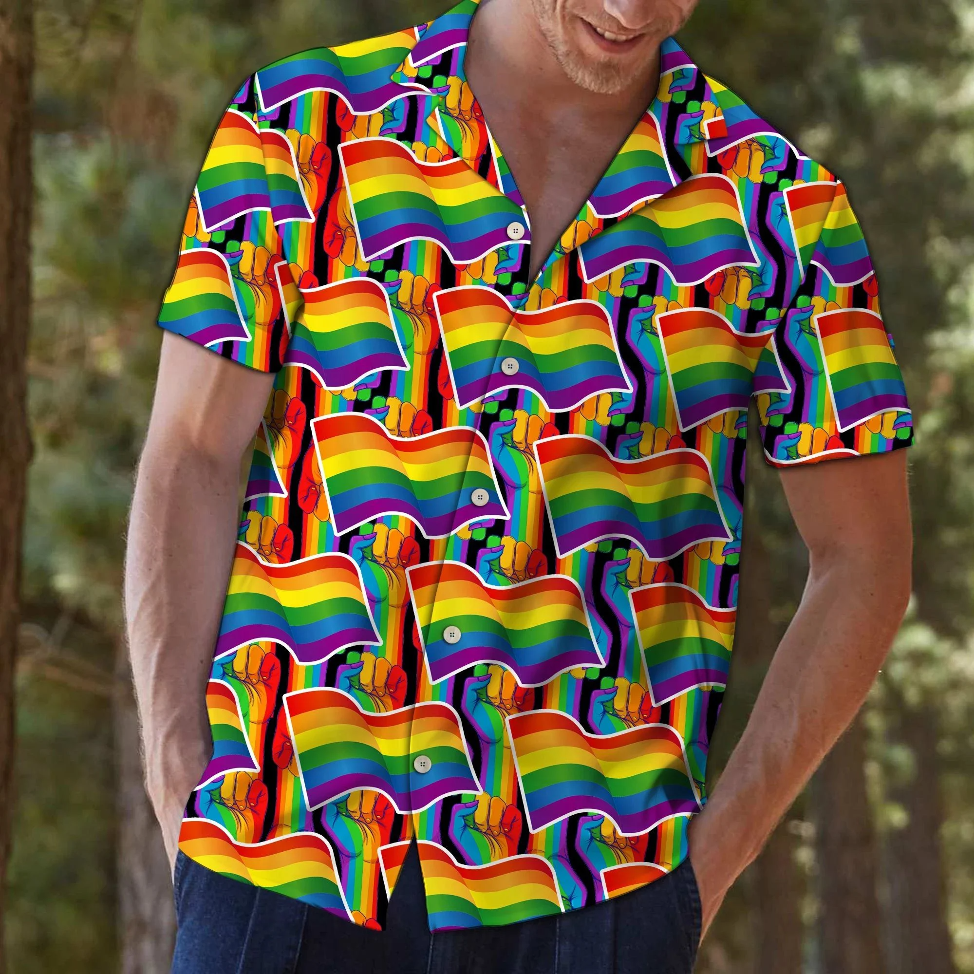 Gay Pride LGBT Hawaiian Shirt/ Gift For Couple Gay 3D Shirt