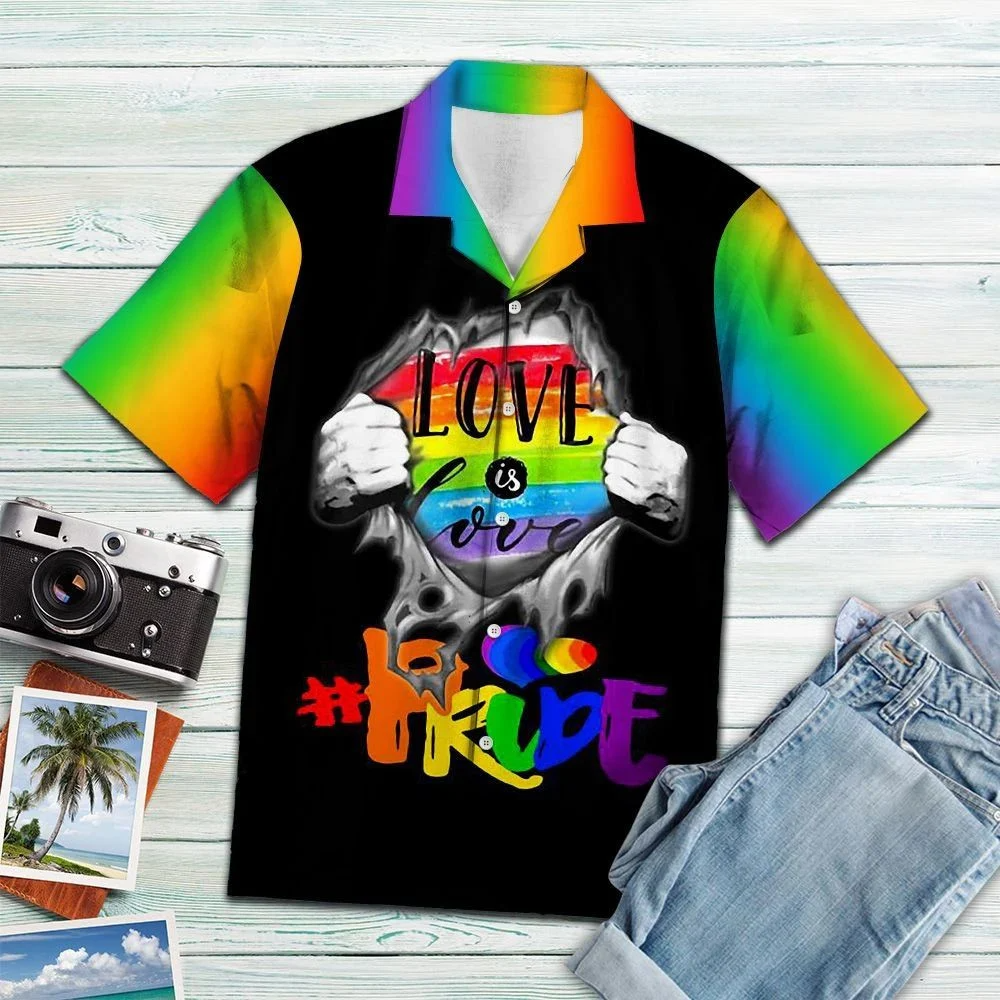 Pride LGBT Rainbow Hawaiian Shirt/ Love Is Love/ Gift For Pride Month