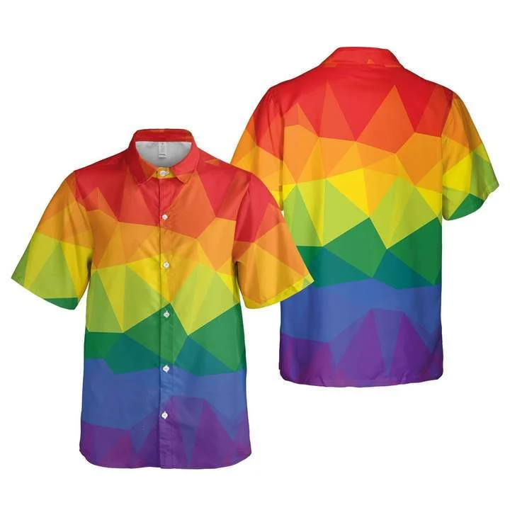 3D Shirt For Gay/ LGBT Polygon Background Design Hawaiian Shirt