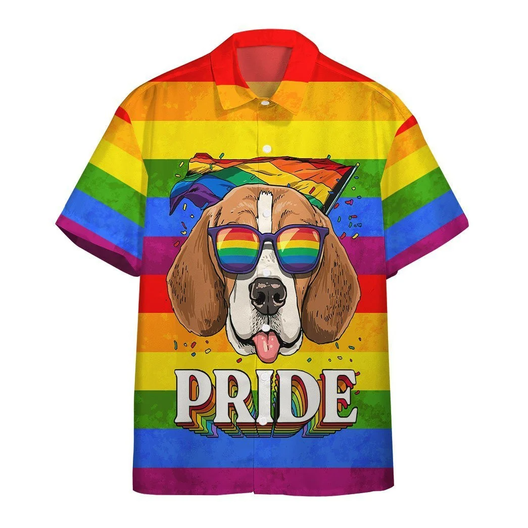 Pride 3D T Shirts/ Im Pround And So Is My Beagle Awesome Background Design Hawaiian Shirt
