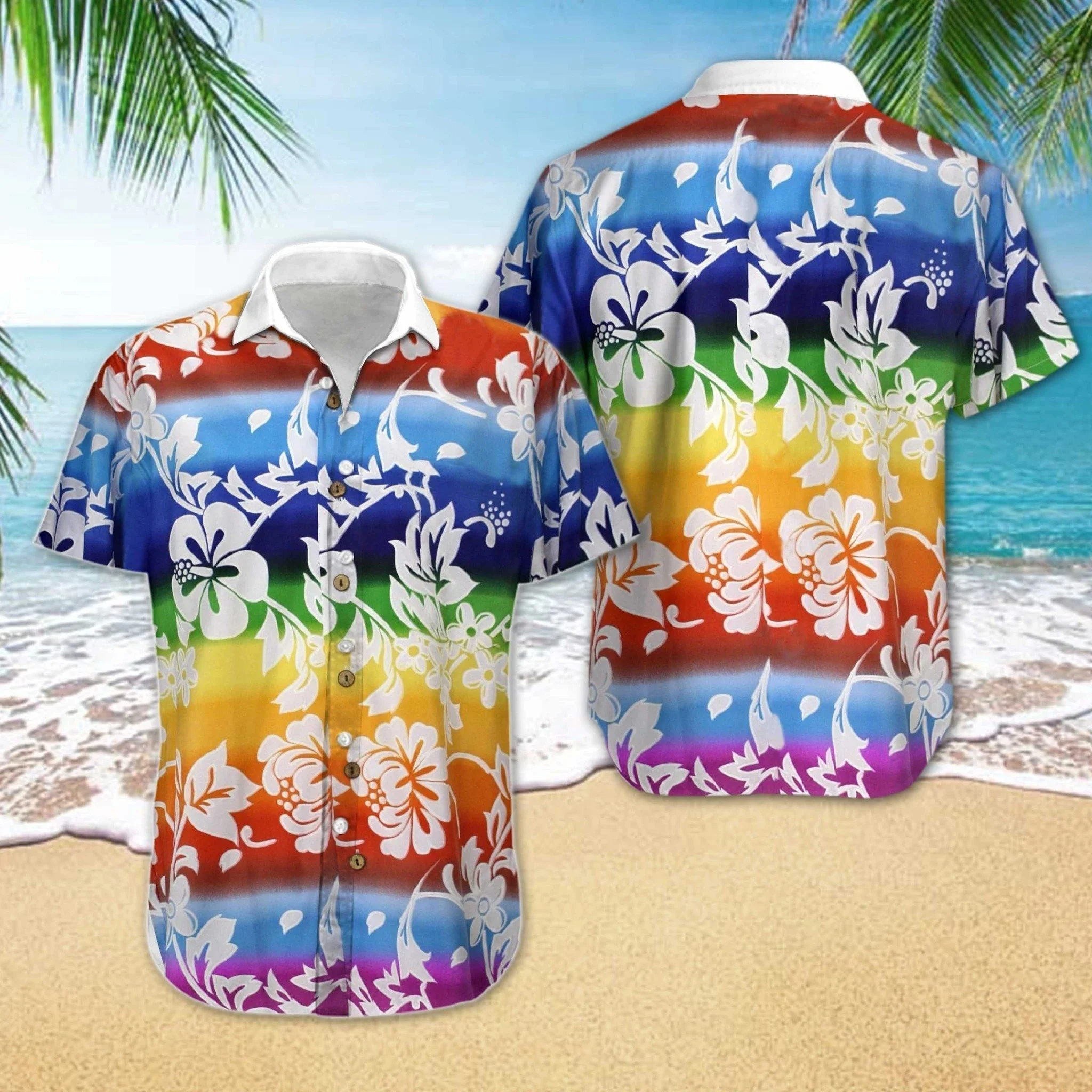 LGBT Flower Rainbow Nice Ornamental Hawaiian Shirt