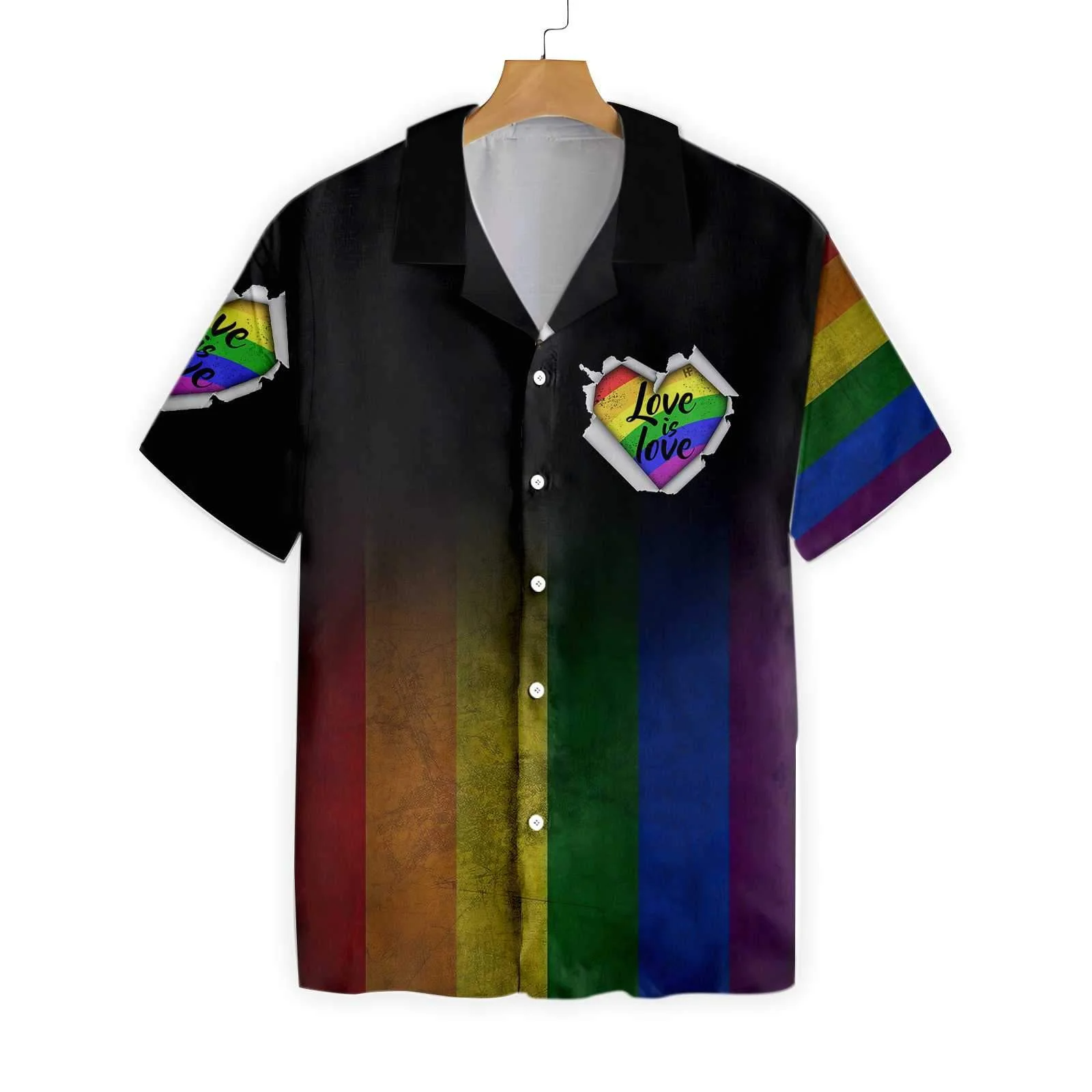Amazing LGBT Hawaiian Shirt/ Love Is Love Rainbow 3D T Shirt/ Gift For Pride Month