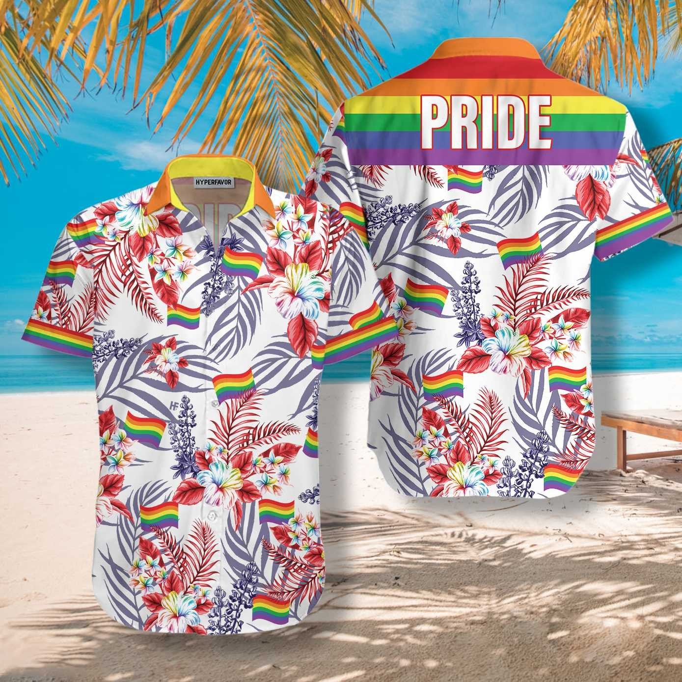Hawaiian LGBT Shirt/ Vivid Pride LGBT Bluebonnet Design Hawaiian Shirt