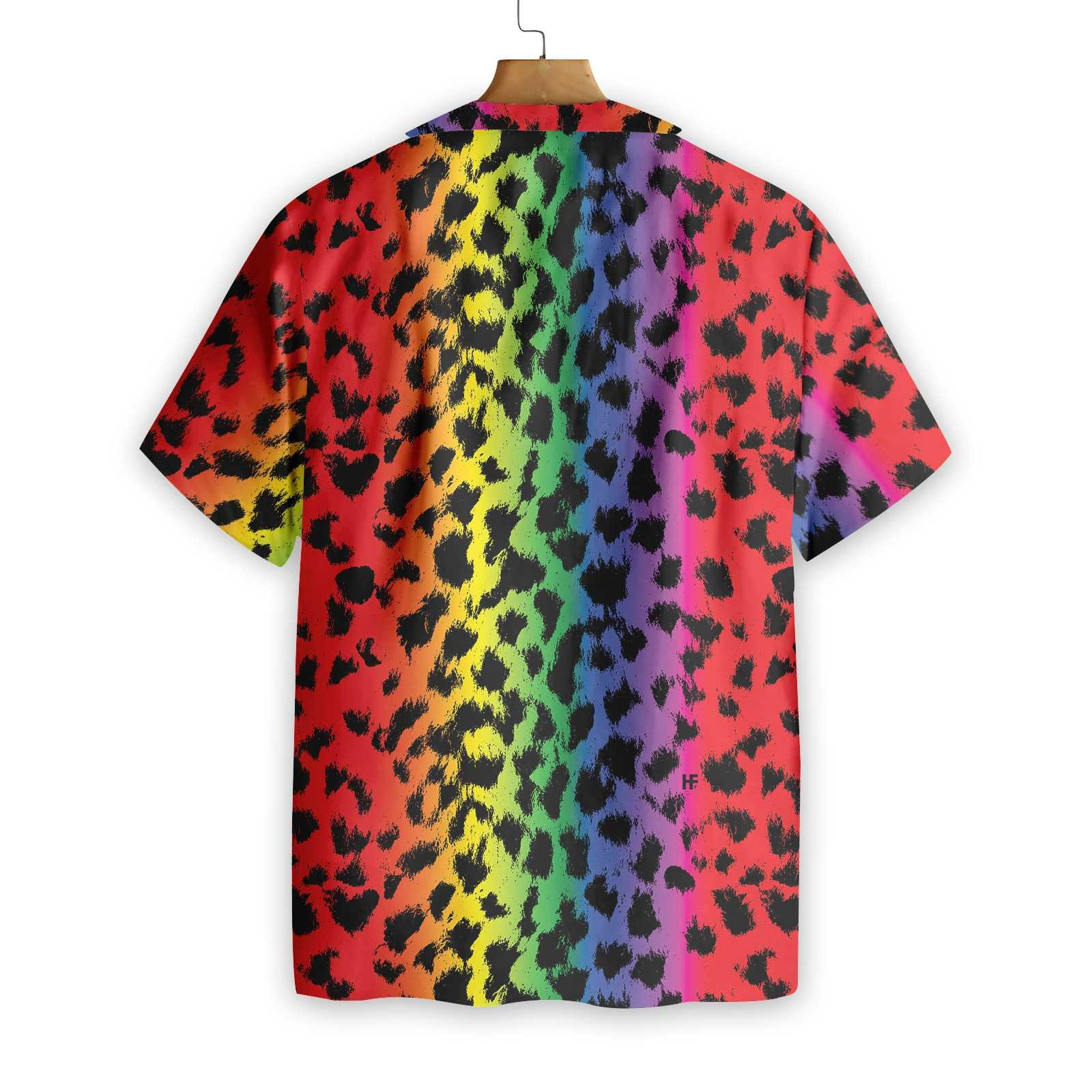 3D Shirt For Gay/ Cool Leopard Skin With Rainbow Color LGBT Hawaiian Shirt