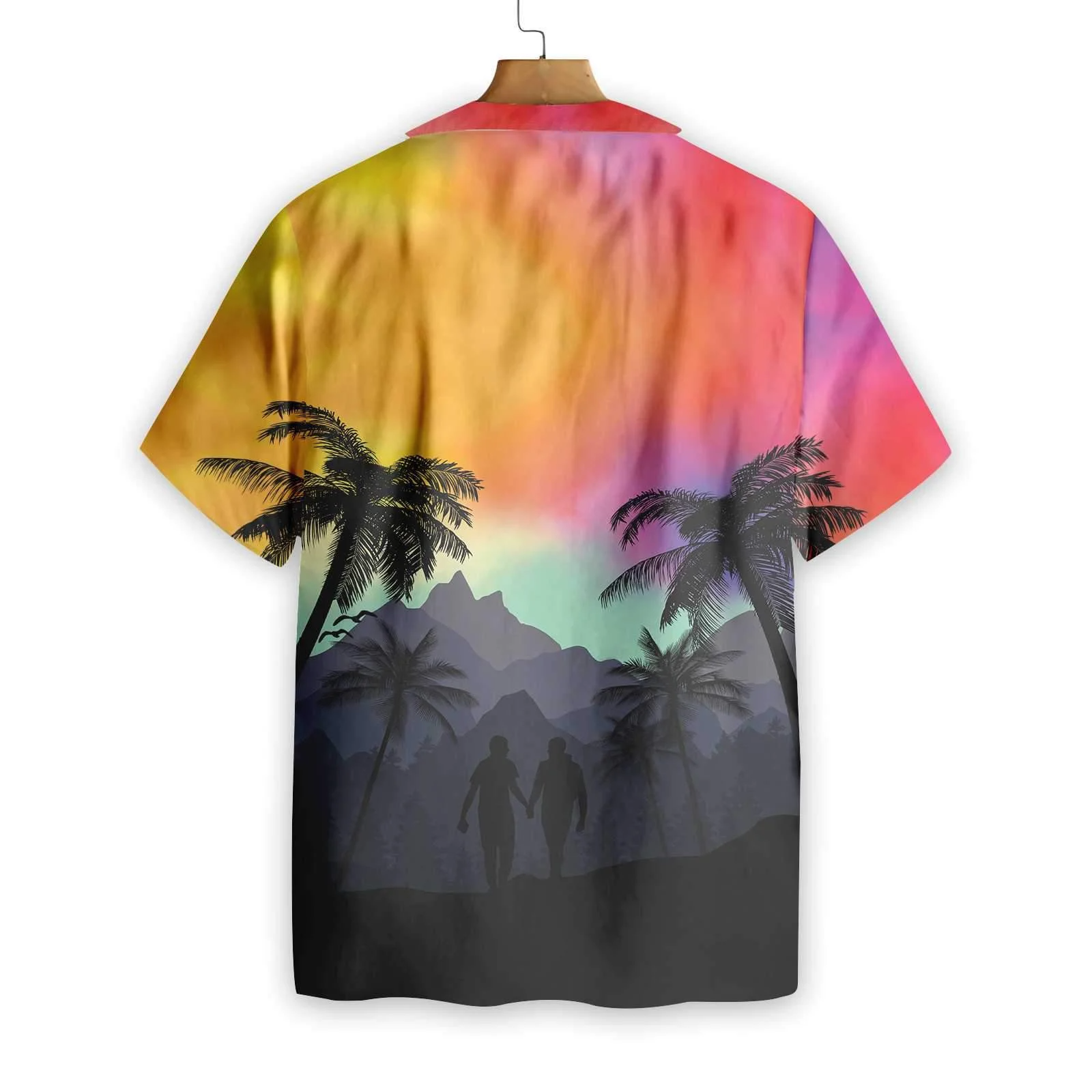 Gay Pride 3D Hawaiian Shirt/ Cool LGBT Sunset With Heart Hawaiian Shirt