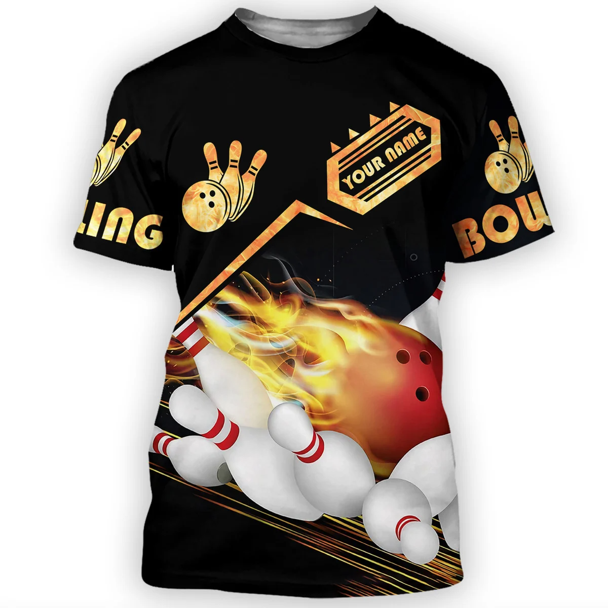 Personalized 3D Bowling Fire Shirt For Bowling Team Player Bowling Uniform
