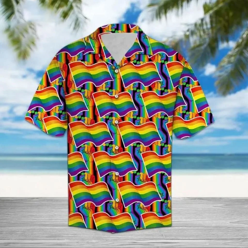 Beach Shirt Lgbt Pride Hawaiian Shirt Lgbt Flag Pattern Hawaii/ Rainbow Pride Clothing