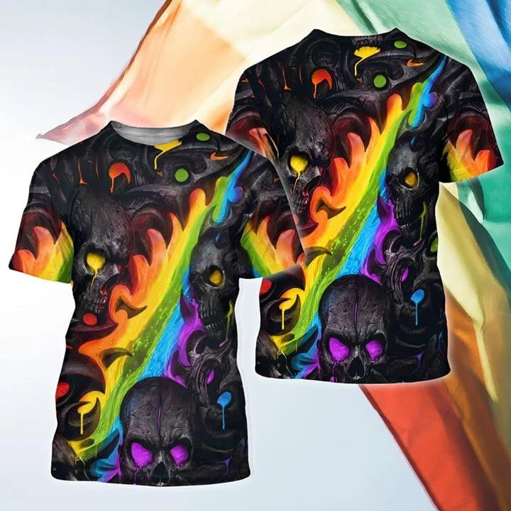 Pride Skull Rainbow Style Shirt For LGBT/ Gay Pride Skull Tshirt