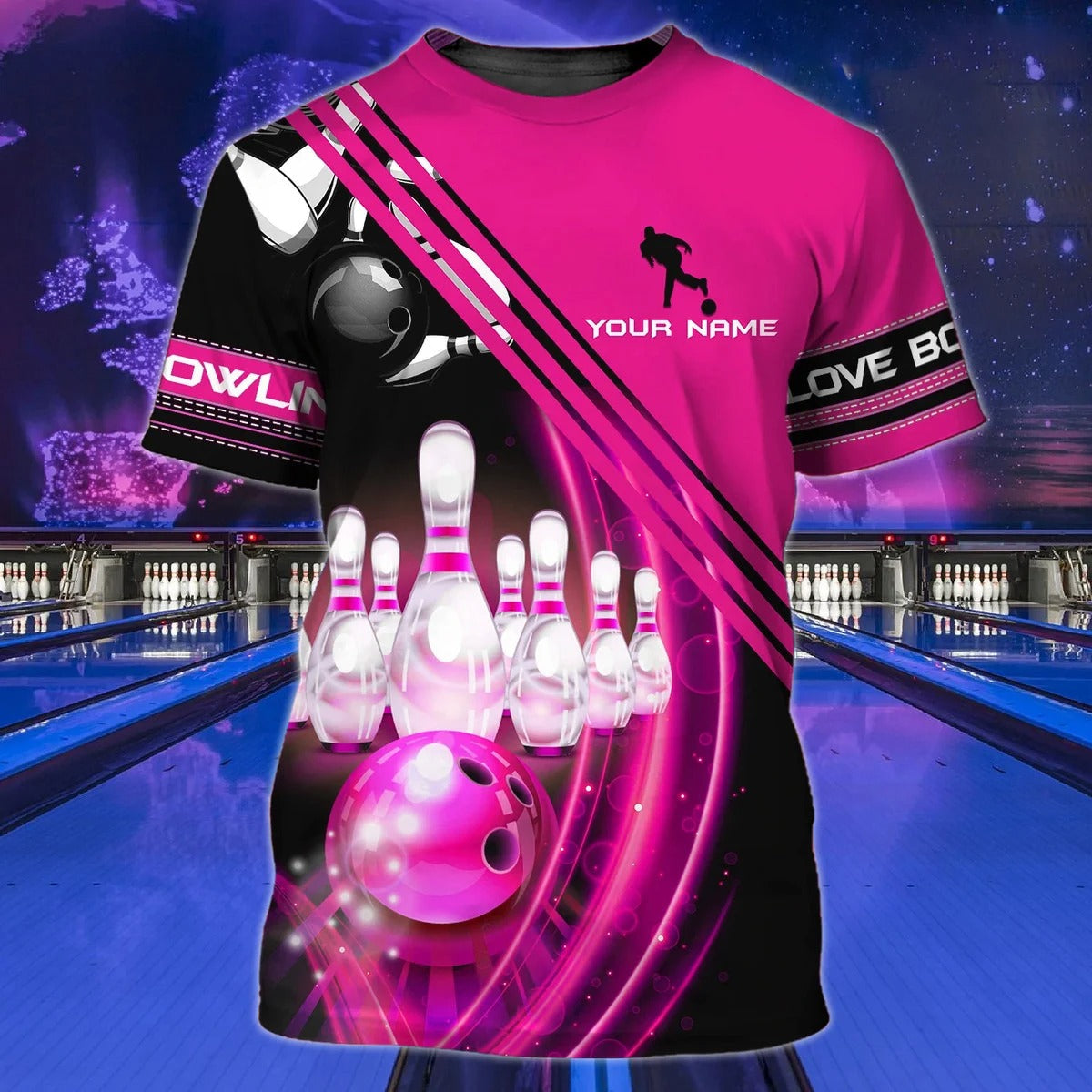 Blue Bowling Shirt For Men Women/ Personalized Name 3D All Over Print Shirt For Bowler/ Bowling Player Team Uniform/ Bowling Gifts