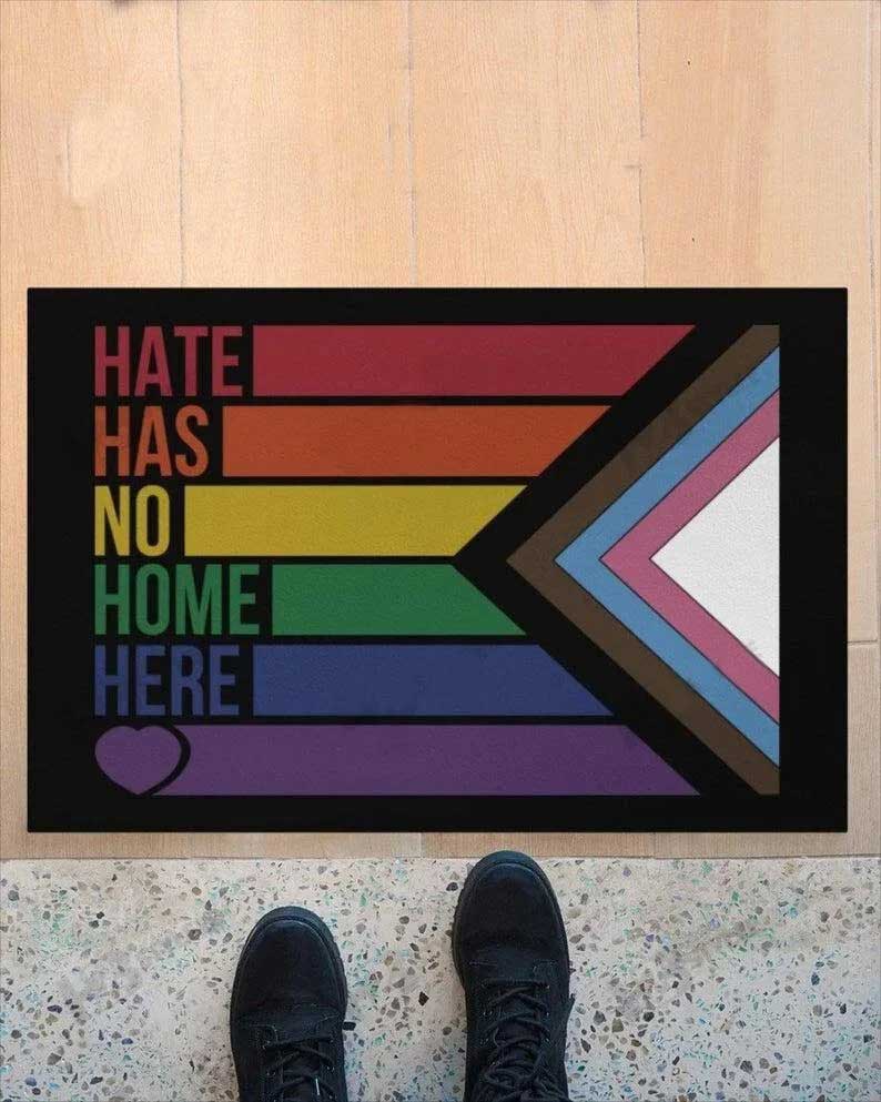 Lgbt Doormat/ Hate Has No Home Here Doormat Rainbow Doormat/ Gift For Ally Pride Support Lgbt