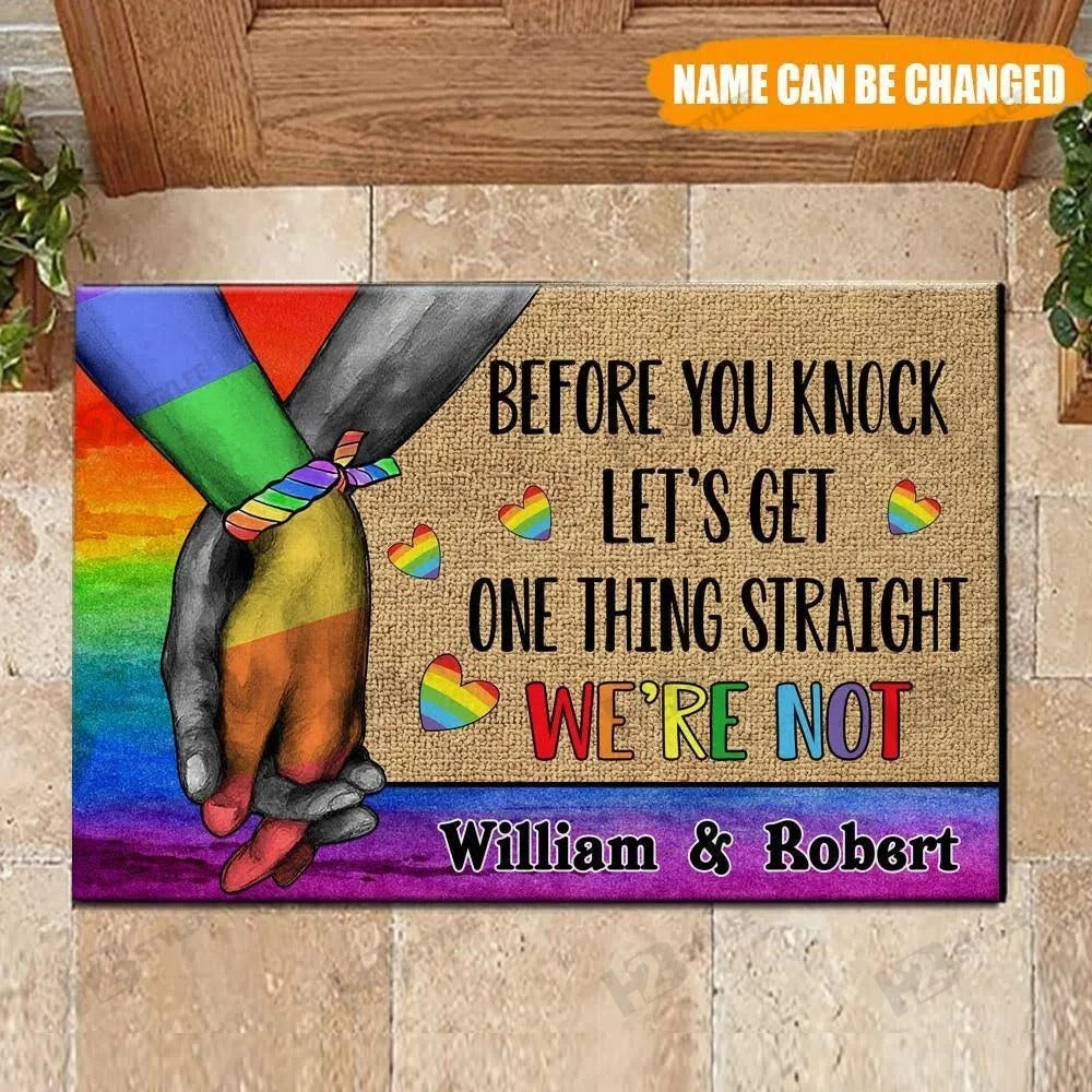 Personalized Lgbt Doormat Pride Doormat For Couple Gay Man/ Gaymer Gift On Pride Month