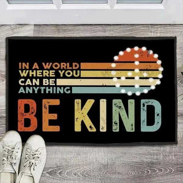 Pride Doormat In A World Where You Can Be Anything Be Kind Lgbt Doormat Gay Gift Ally Gifts