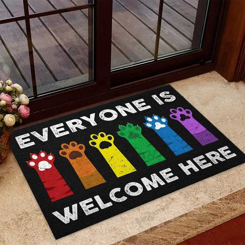 Pride Doormat/ Rainbow Color Doormat For Lgbt Everyone Is Welcome Here Lgbt Support Doormat