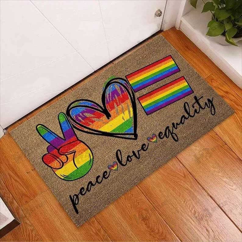 Lgbt Doormat Peace Love Equality Pride Doormat/ Pride Mat For Gaymer/ Couple Lesbian Gift