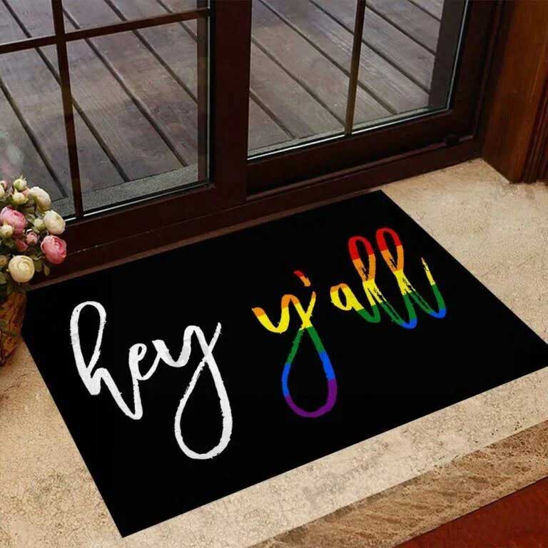 Lgbtq Doormat/ Pride Doormat For Pride Month Hey Yall Lgbt Support Doormat