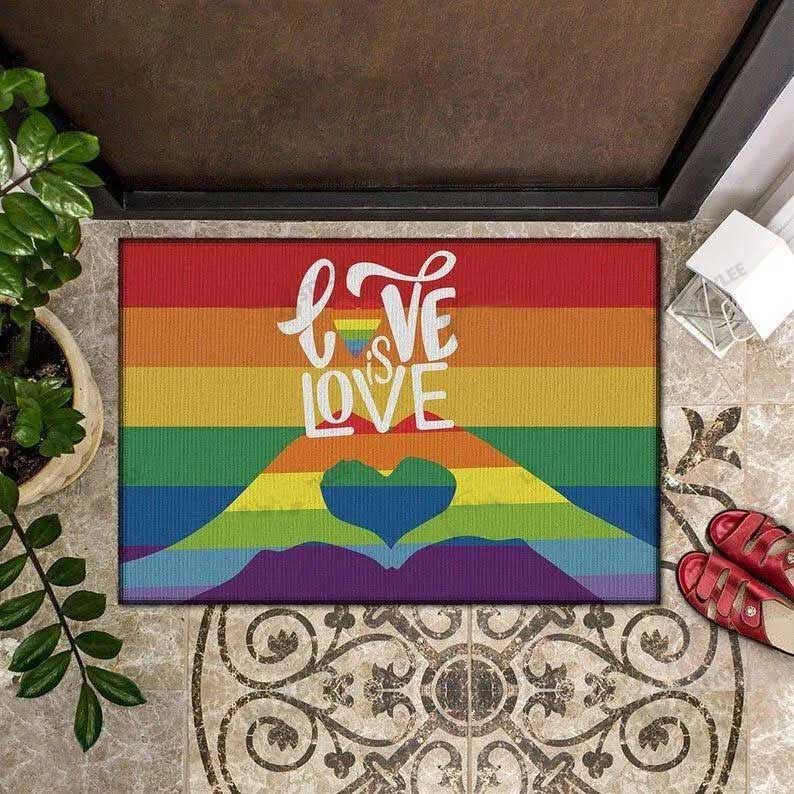 Pride Doormat/ Love Is Love Rainbow Lgbt Pride Doormat Gift For Couple Lgbtq